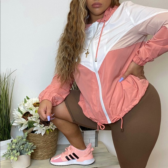 Jackets & Blazers - ‼️ Windbreaker Jacket Color Block Stripe Hooded